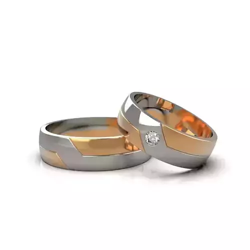 Wedding rings with a geometric cut