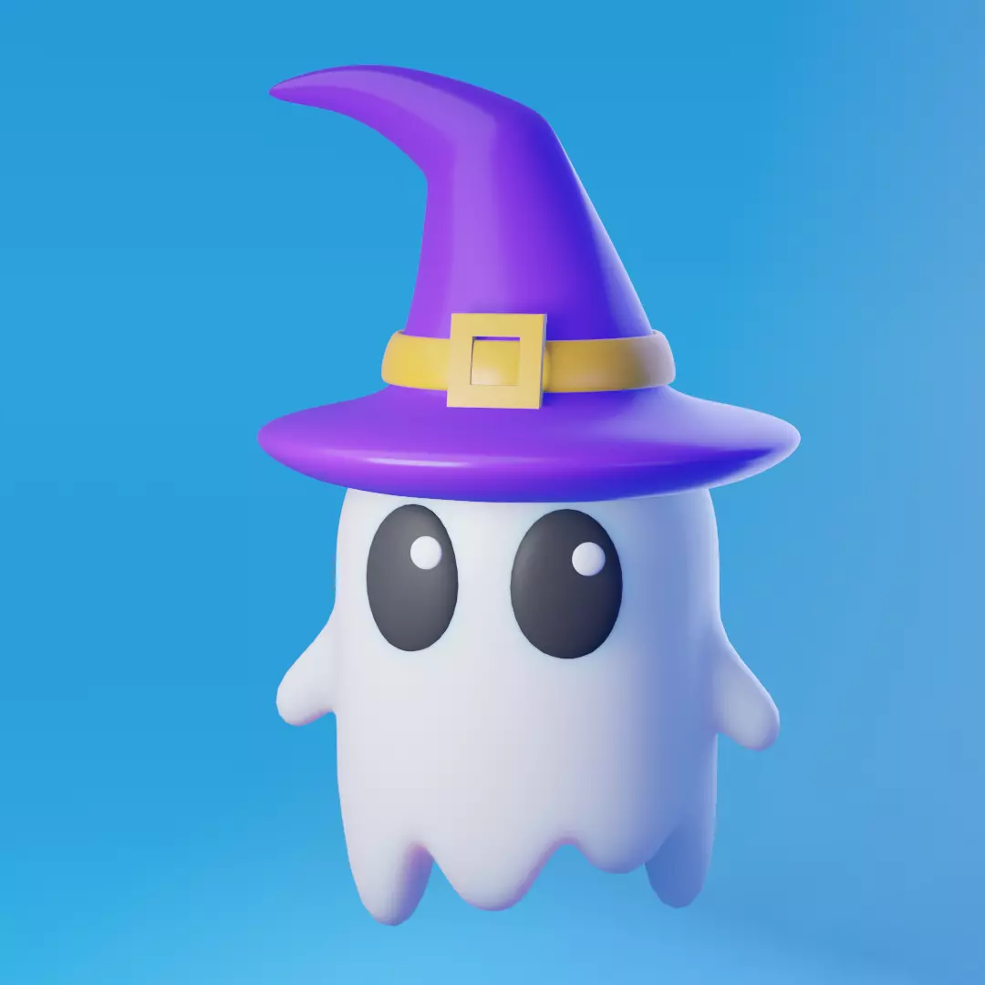 cute ghost Low-poly 3D model_0
