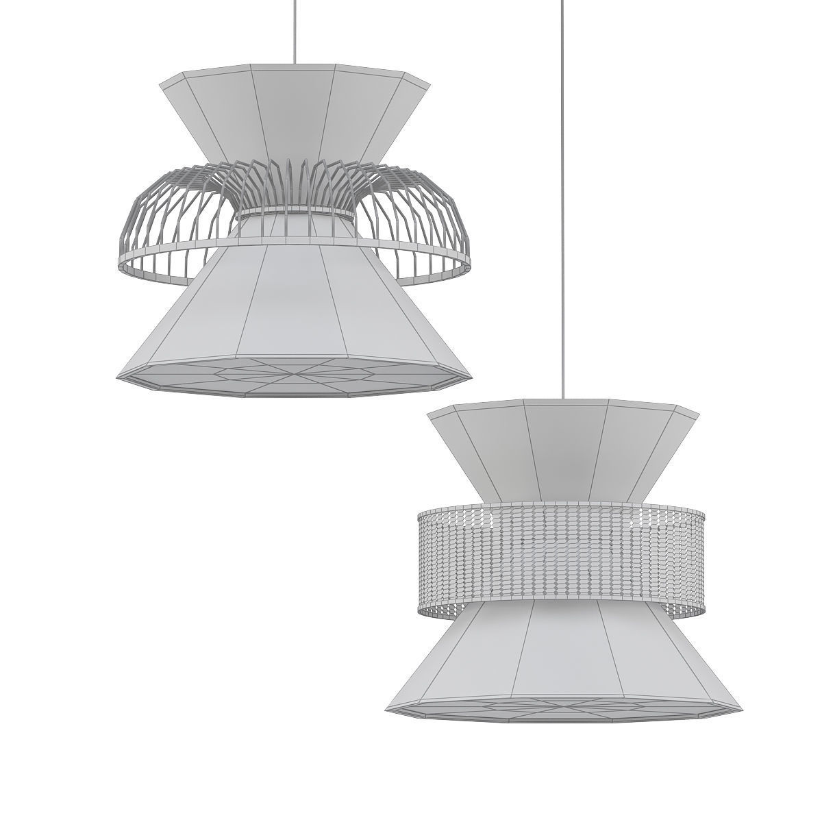 PELLA two pendant lights gold 3D model_4
