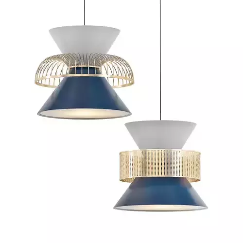 PELLA two pendant lights gold 3D model
