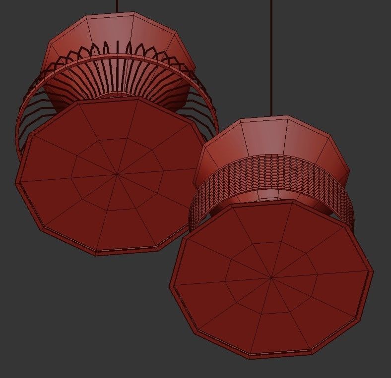 PELLA two pendant lights gold 3D model_2