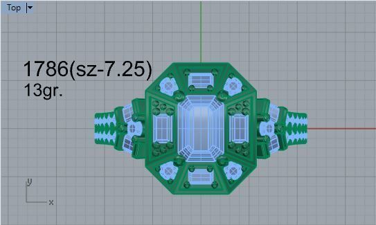 Big Stone Diamond Ring 1786 3D print Model 3D print model_4
