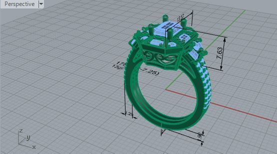 Big Stone Diamond Ring 1786 3D print Model 3D print model_7