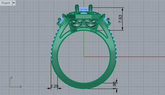 Big Stone Diamond Ring 1786 3D print Model 3D print model_5