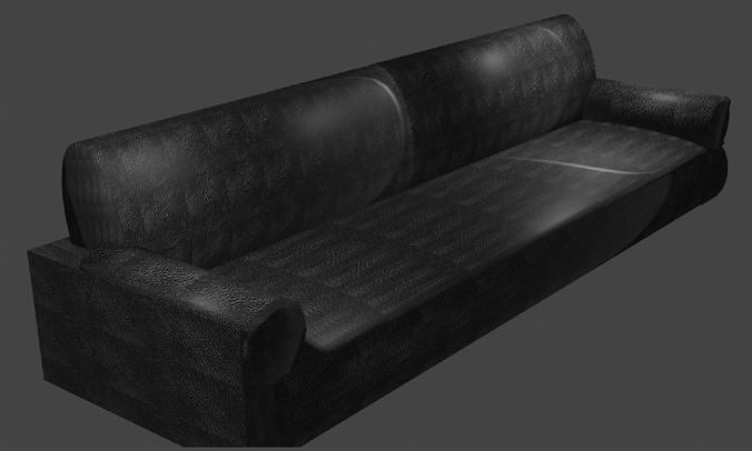 Black Leather Couch Low-poly 3D model