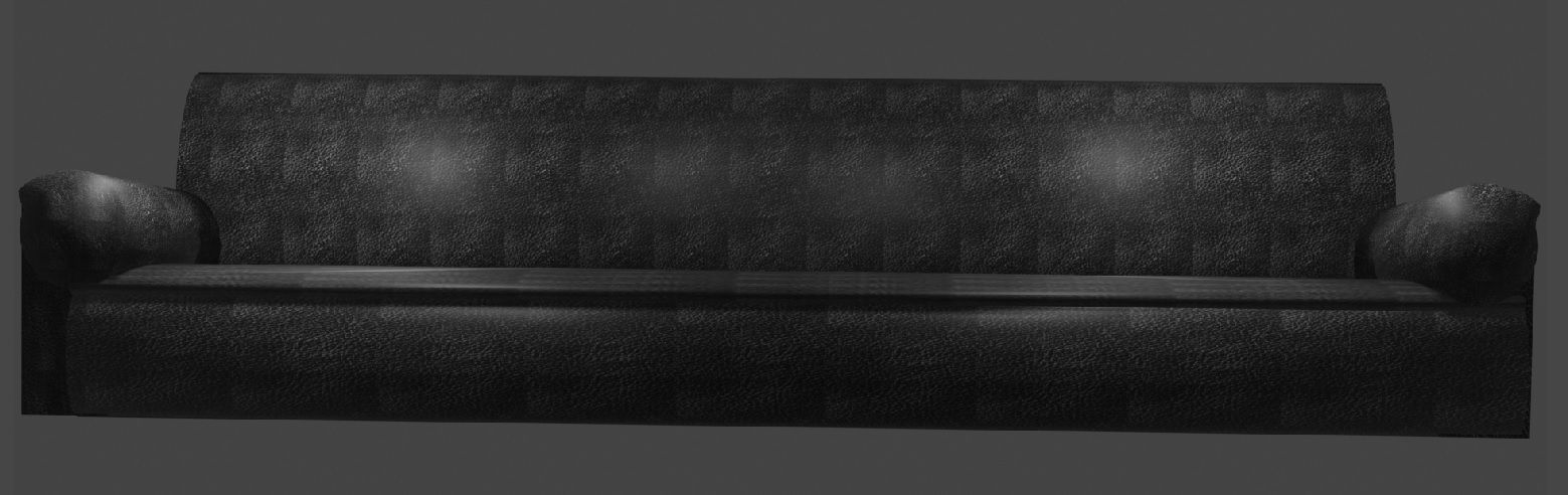 Black Leather Couch Low-poly 3D model_4