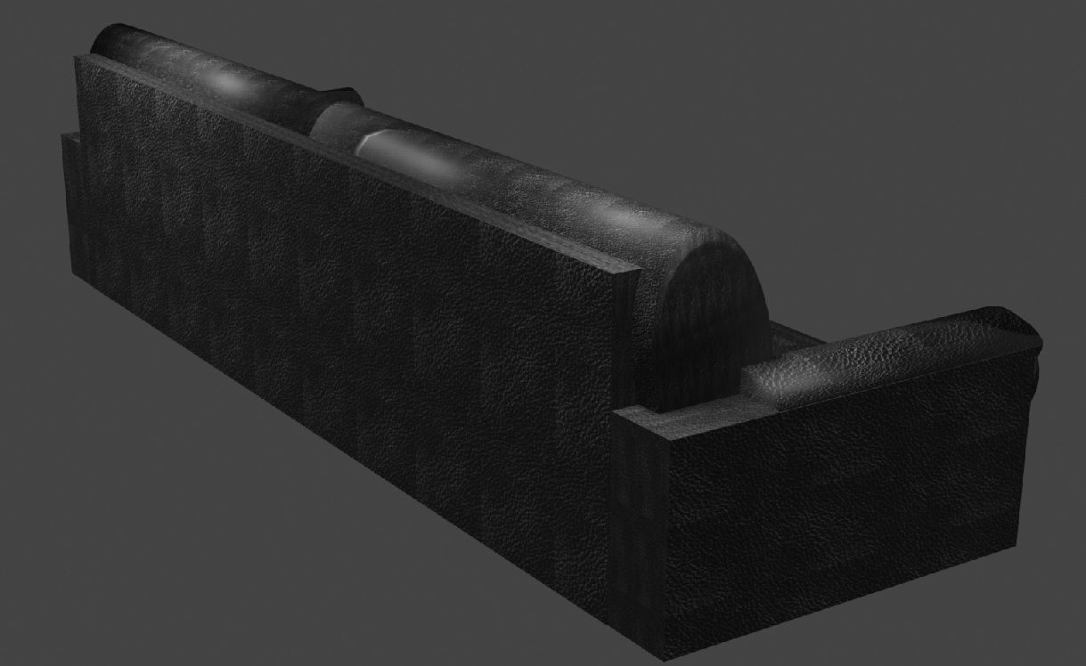 Black Leather Couch Low-poly 3D model_1