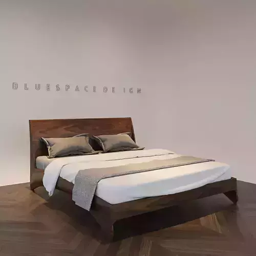 Walnut bed 01 Low-poly 3D model