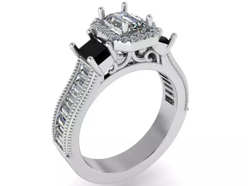 Bid Diamond Halo Ring 1417 3D Print Model 3D print model_0