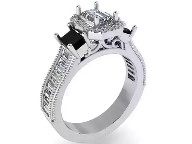 Bid Diamond Halo Ring 1417 3D Print Model