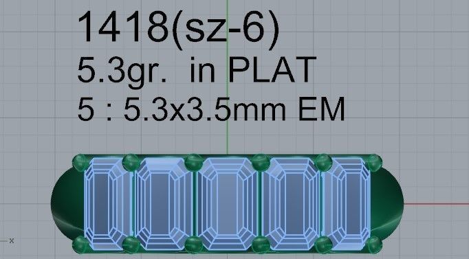 5-Stone Diamond Ring 1418 3D print model 3D print model_4