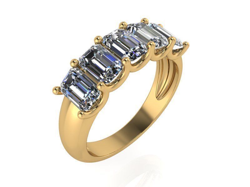 5-Stone Diamond Ring 1418 3D print model 3D print model_1