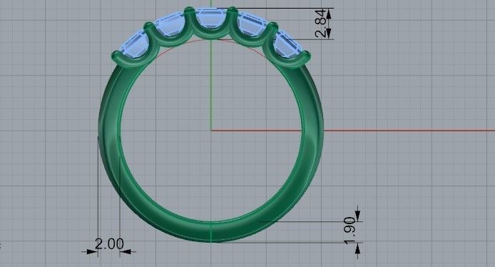 5-Stone Diamond Ring 1418 3D print model 3D print model_6