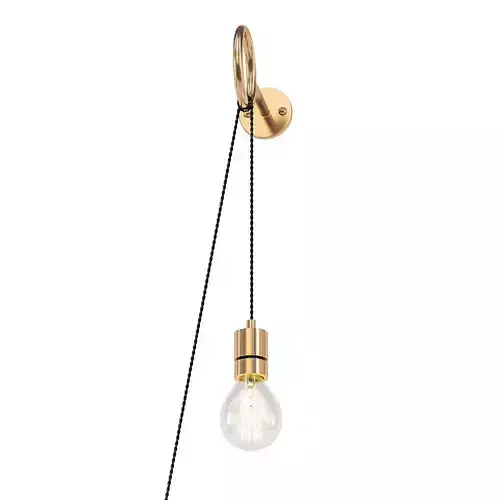 WALLRING brass wall light with cord hanging from it 3D model