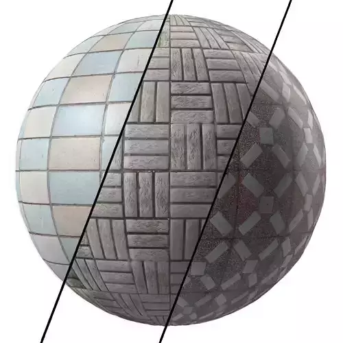 Tiles Materials- 3 Patterns Paving  Pbr 4k Seamless