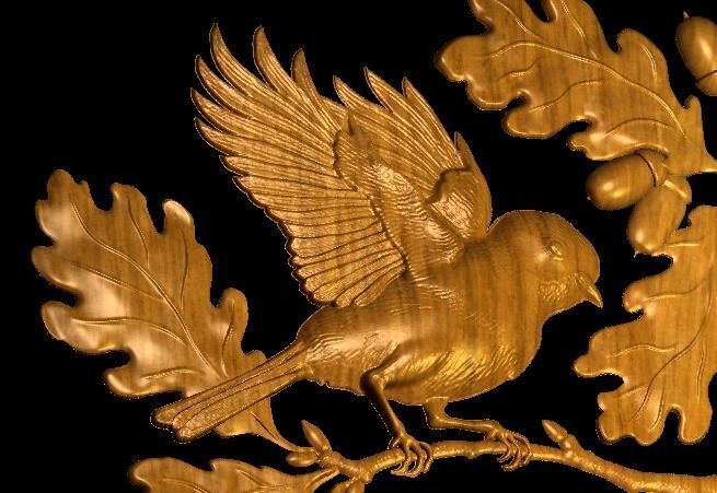 Birds On the Oak Branches 3D print model_1