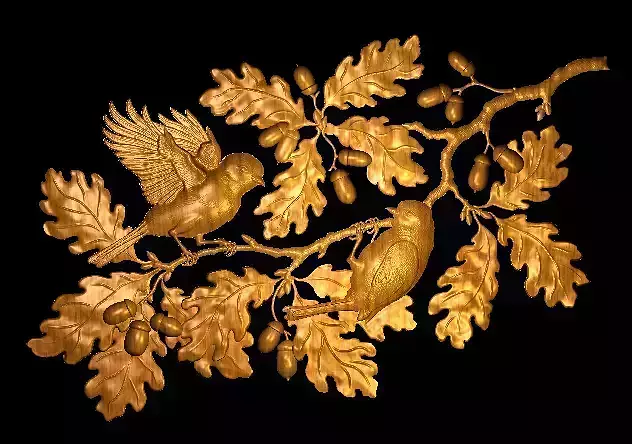 Birds On the Oak Branches 3D print model