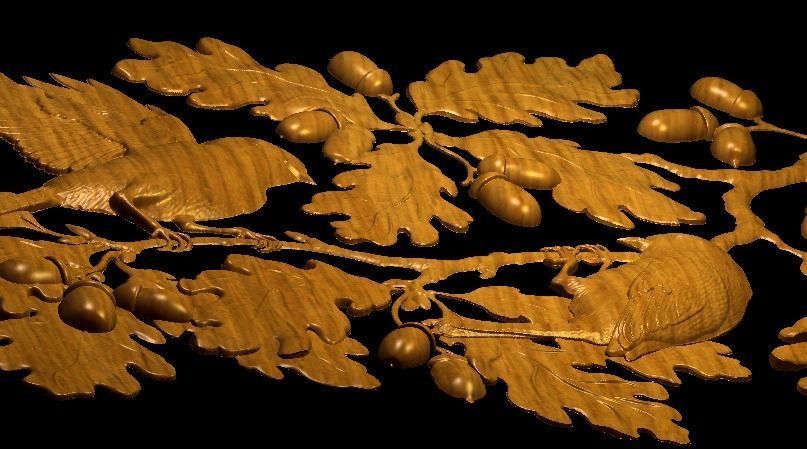 Birds On the Oak Branches 3D print model_2