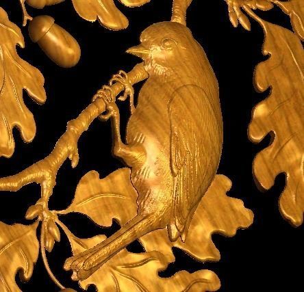 Birds On the Oak Branches 3D print model_3