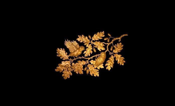 Birds On the Oak Branches 3D print model_6