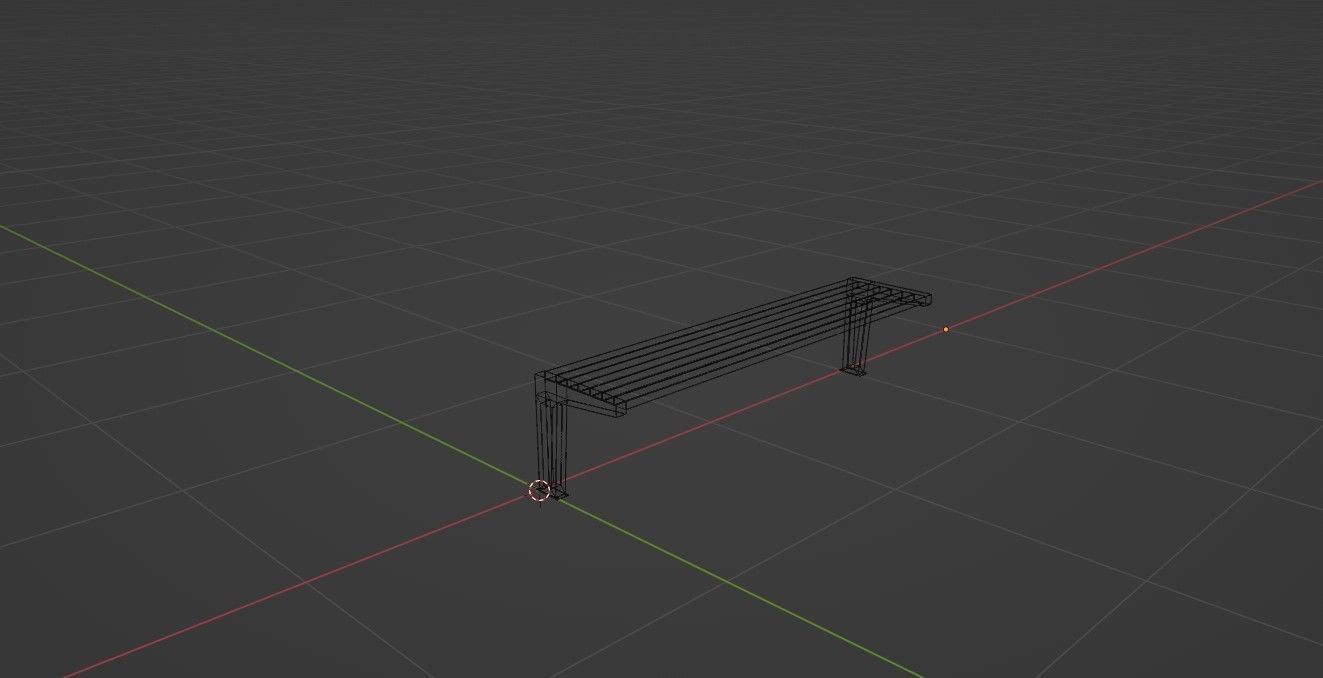 Bench Low-poly 3D model_8