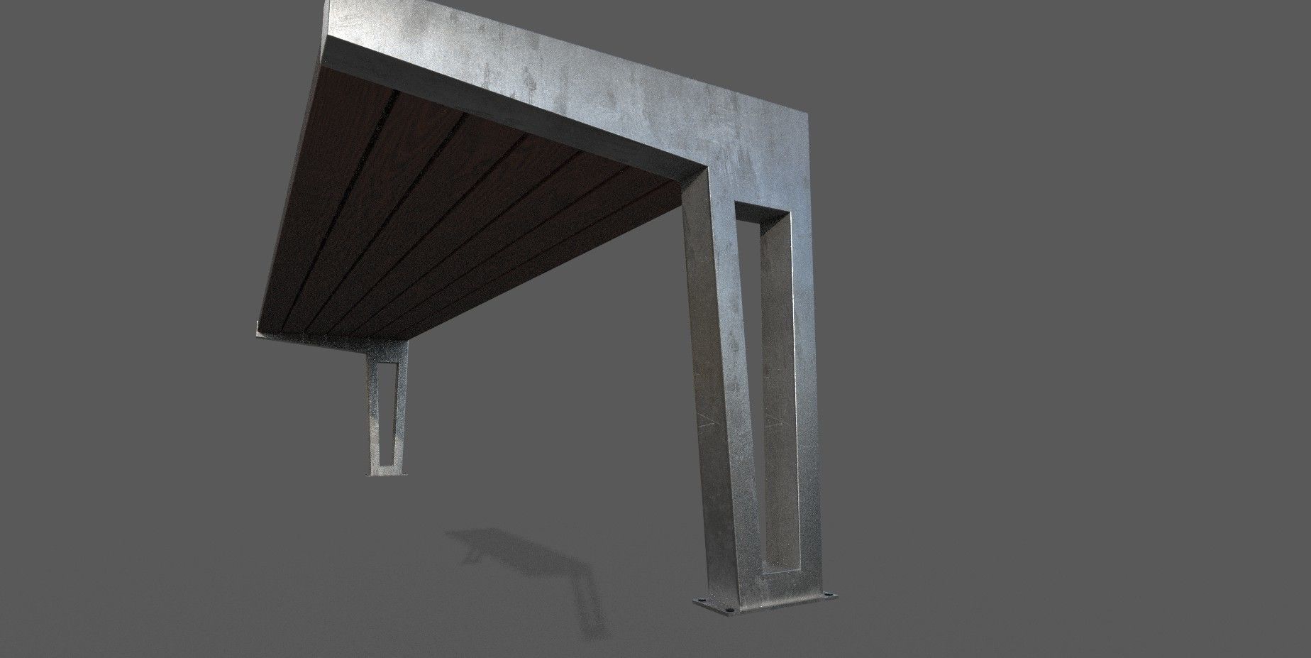 Bench Low-poly 3D model_3