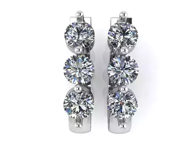 3-Stone Diamond Earrings 1420 3D print Model