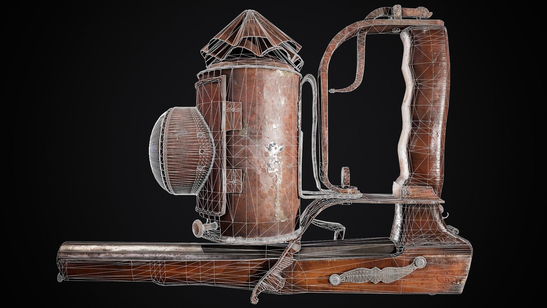 Pistol - flashlight Low-poly 3D model_6