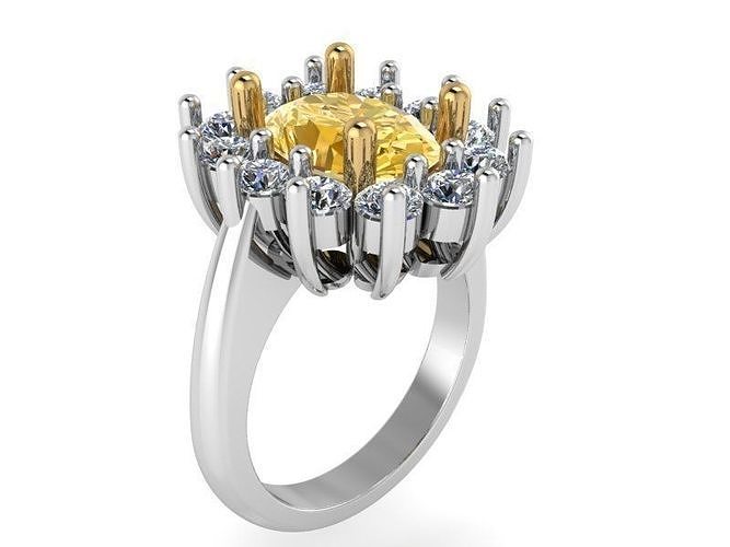 Yellow flake Diamond Ring 1422 3D print model 3D print model