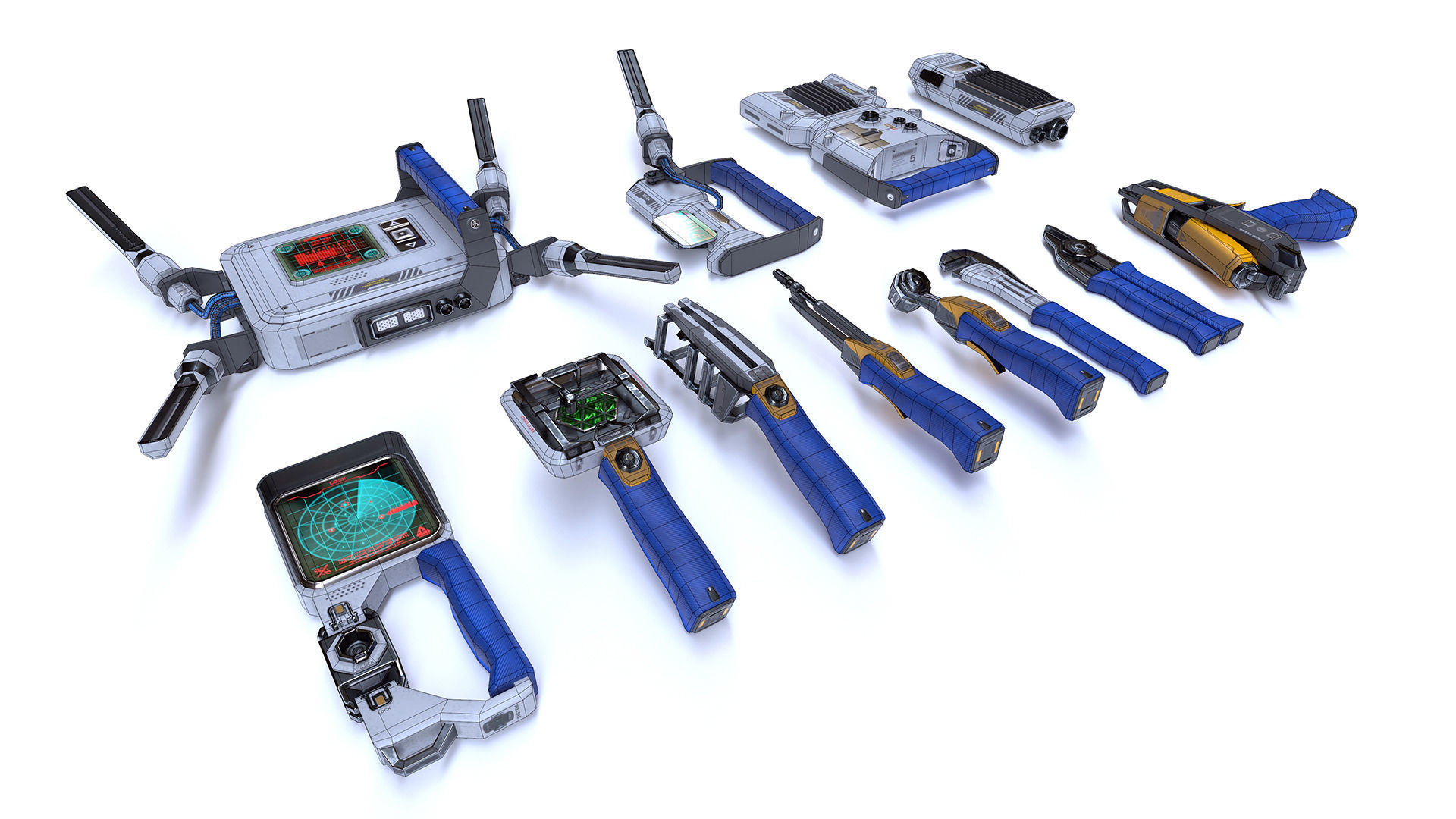 Toolkit sci-fi devices set - lowpoly PBR Low-poly 3D model_3