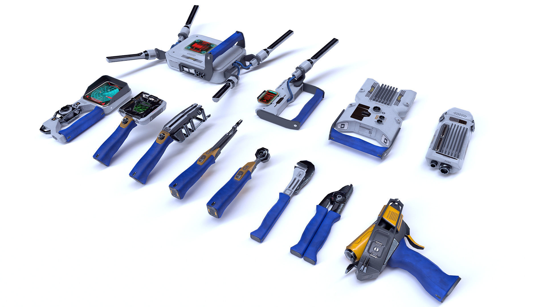 Toolkit sci-fi devices set - lowpoly PBR Low-poly 3D model_5