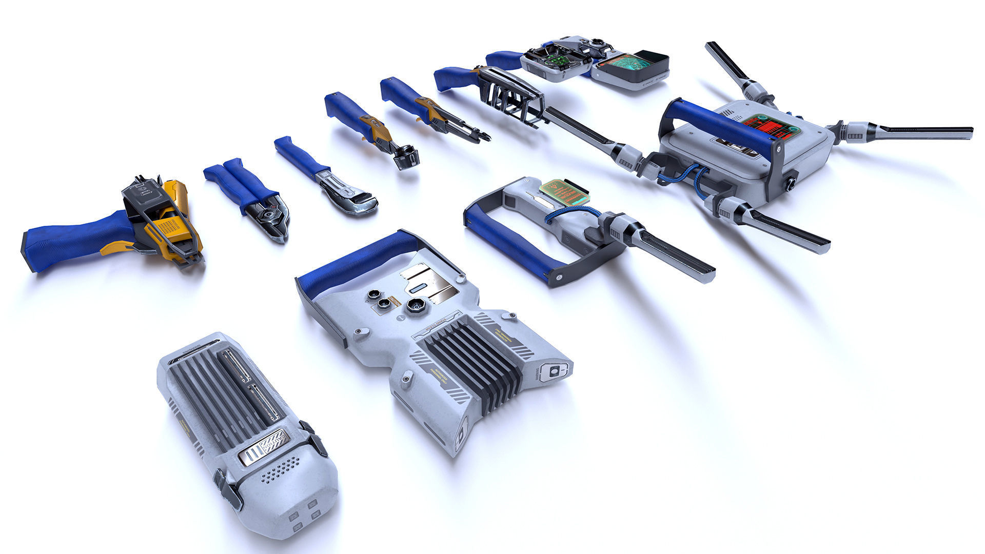 Toolkit sci-fi devices set - lowpoly PBR Low-poly 3D model_4