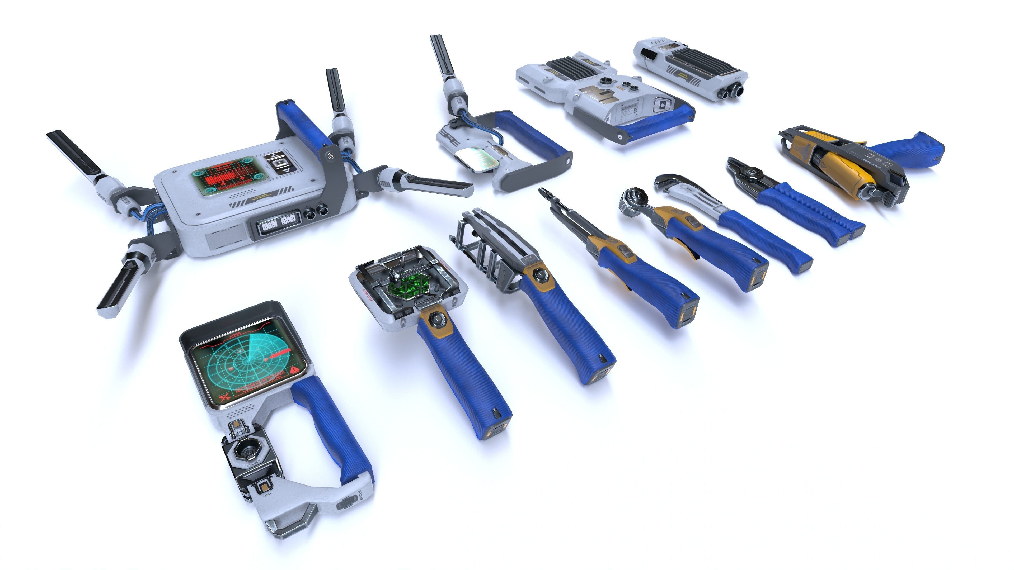 Toolkit sci-fi devices set - lowpoly PBR Low-poly 3D model_2
