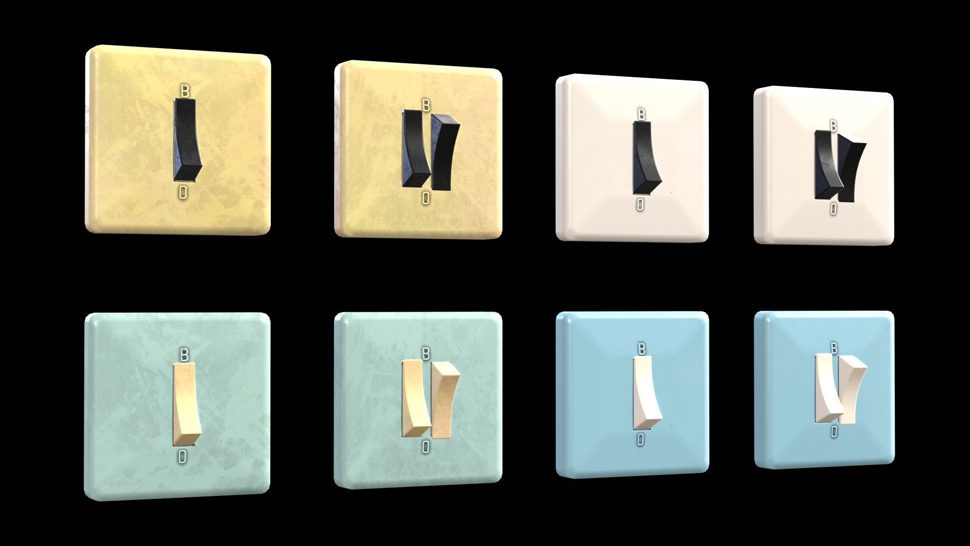 Soviet Light Switches Collection Low-poly 3D model_9