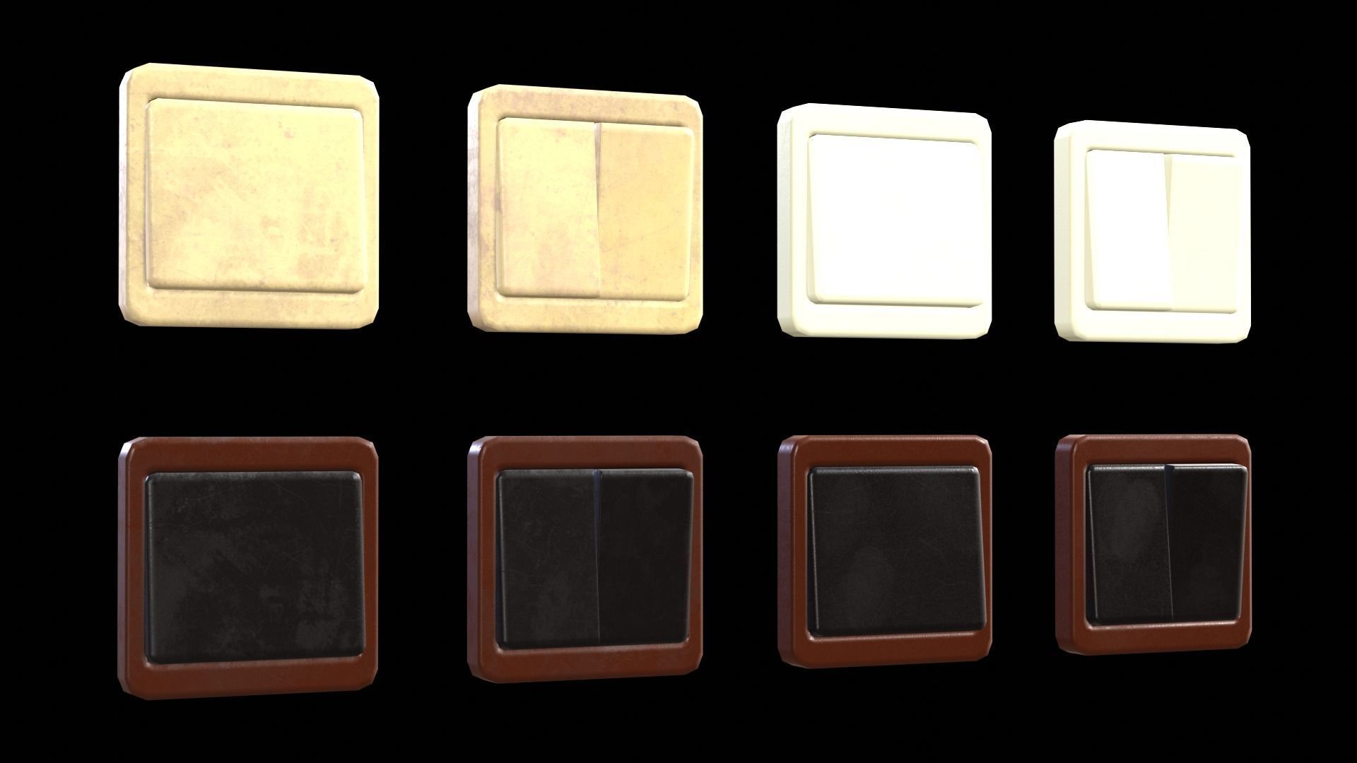 Soviet Light Switches Collection Low-poly 3D model_8
