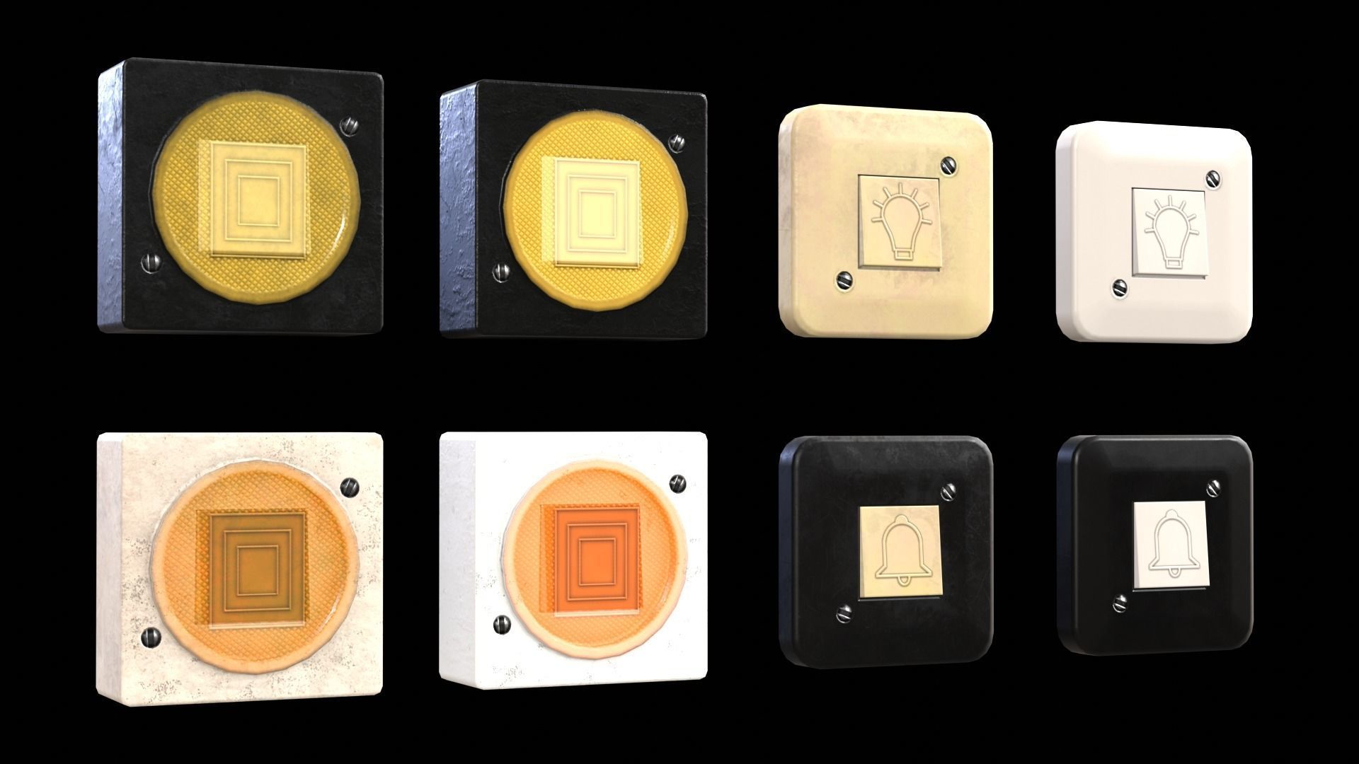 Soviet Light Switches Collection Low-poly 3D model_7