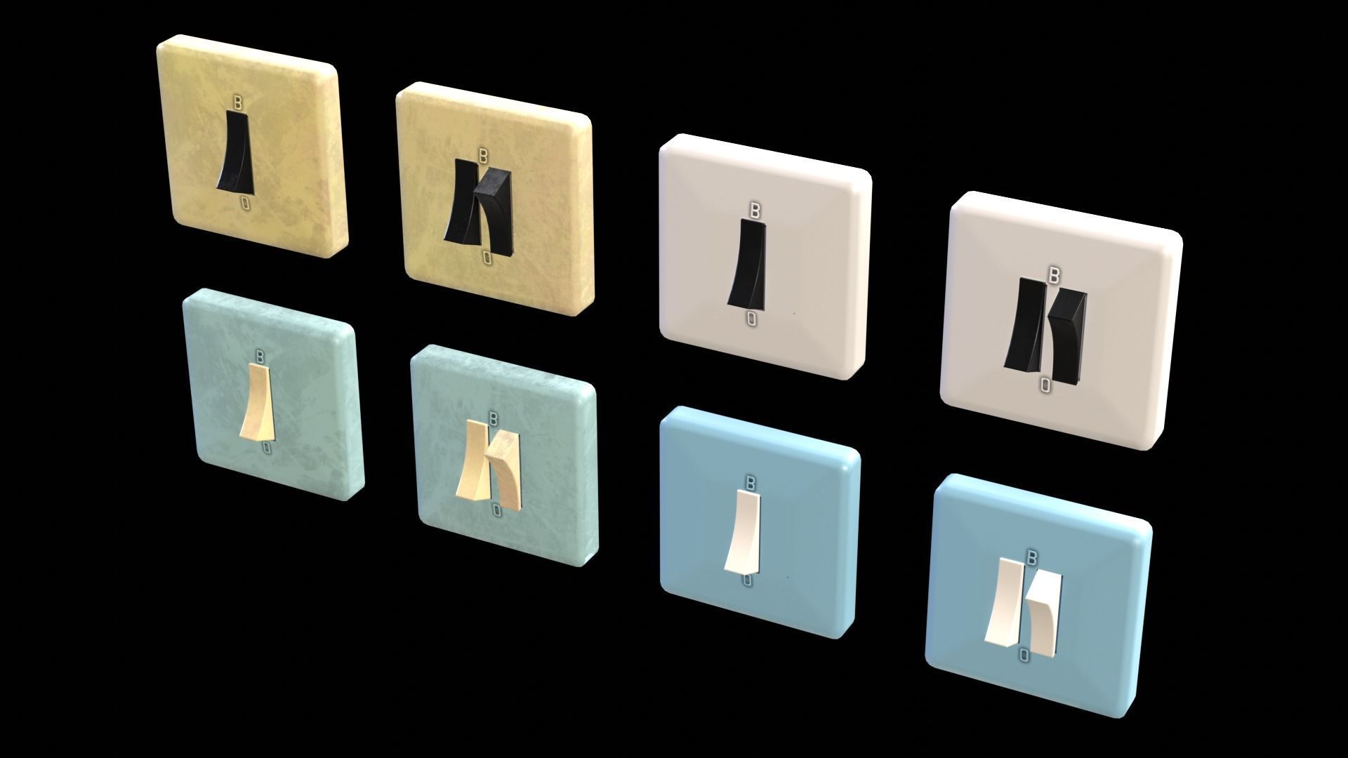 Soviet Light Switches Collection Low-poly 3D model_14