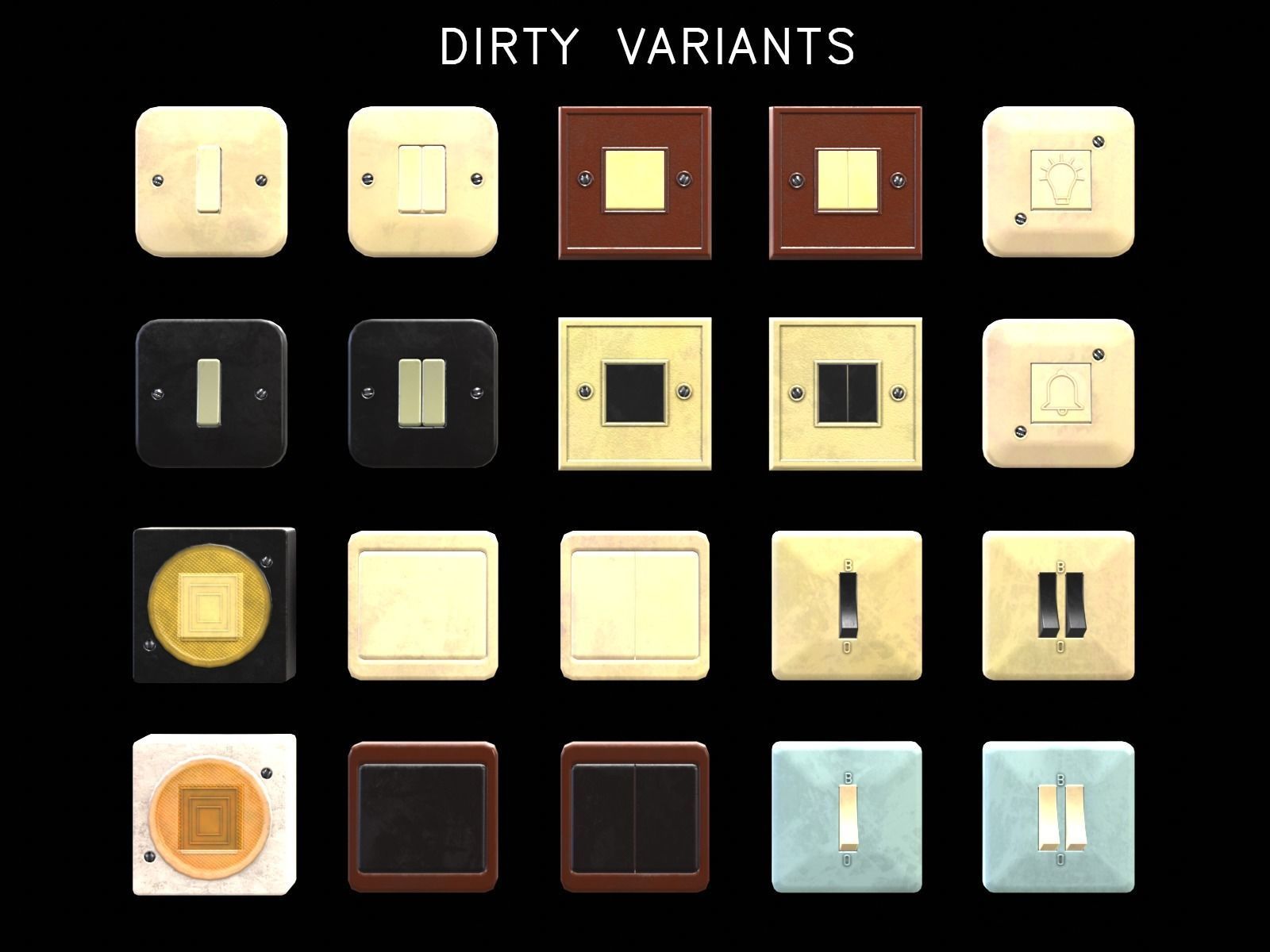 Soviet Light Switches Collection Low-poly 3D model_1