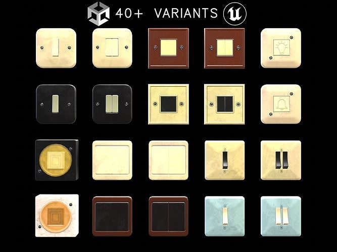 Soviet Light Switches Collection Low-poly 3D model