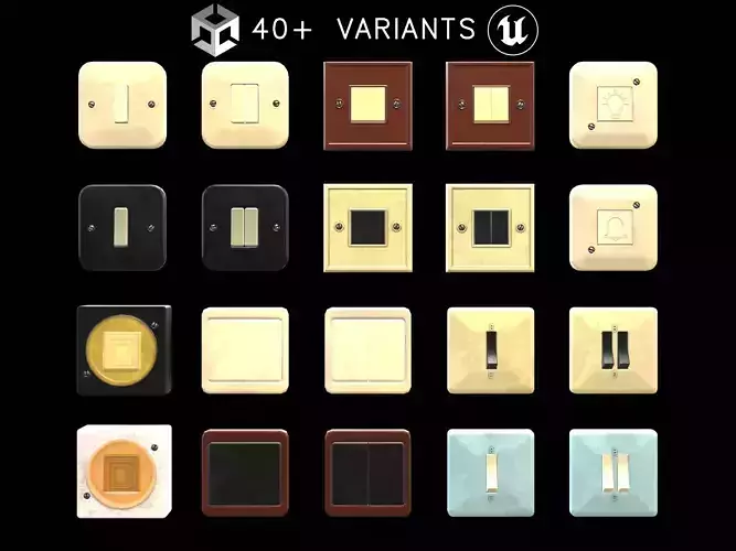 Soviet Light Switches Collection Low-poly 3D model