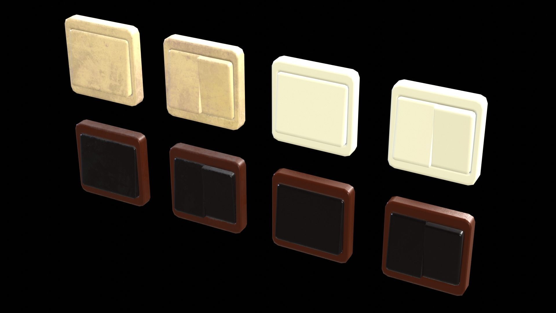 Soviet Light Switches Collection Low-poly 3D model_13