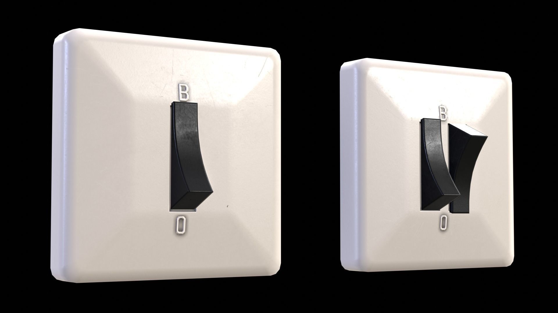 Soviet Light Switches Collection Low-poly 3D model_36