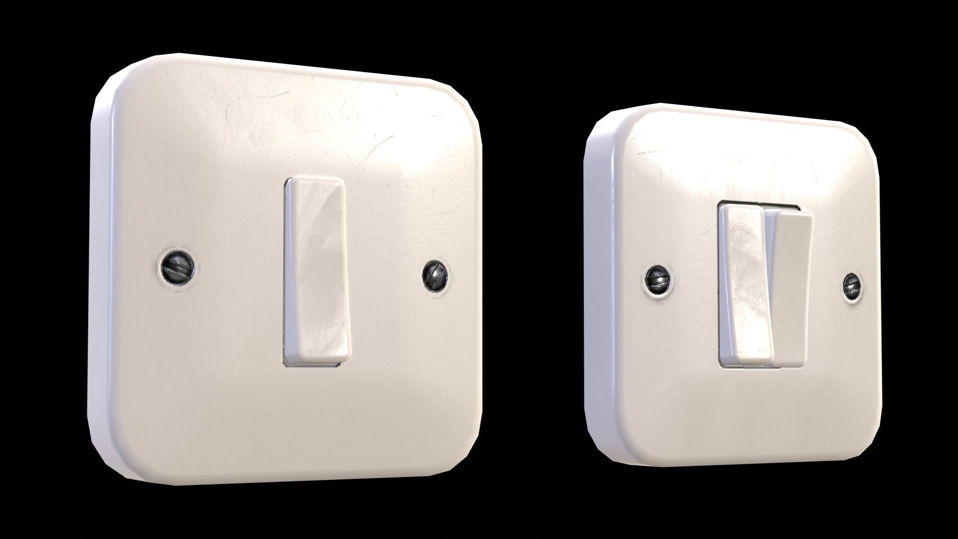 Soviet Light Switches Collection Low-poly 3D model_16