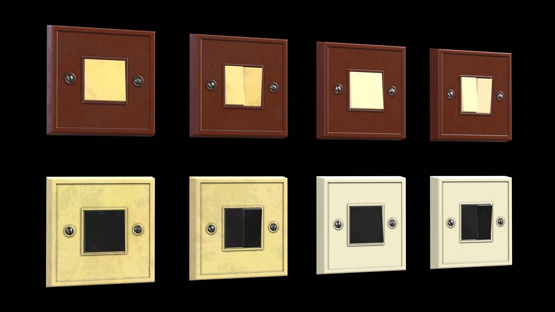 Soviet Light Switches Collection Low-poly 3D model_6