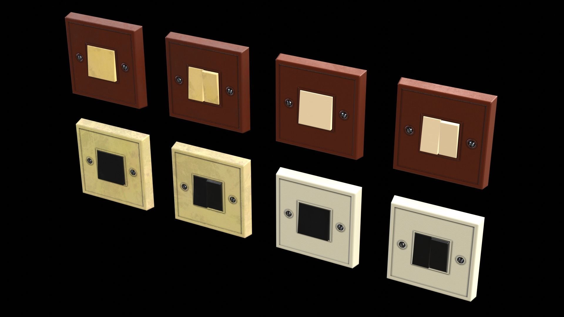 Soviet Light Switches Collection Low-poly 3D model_11