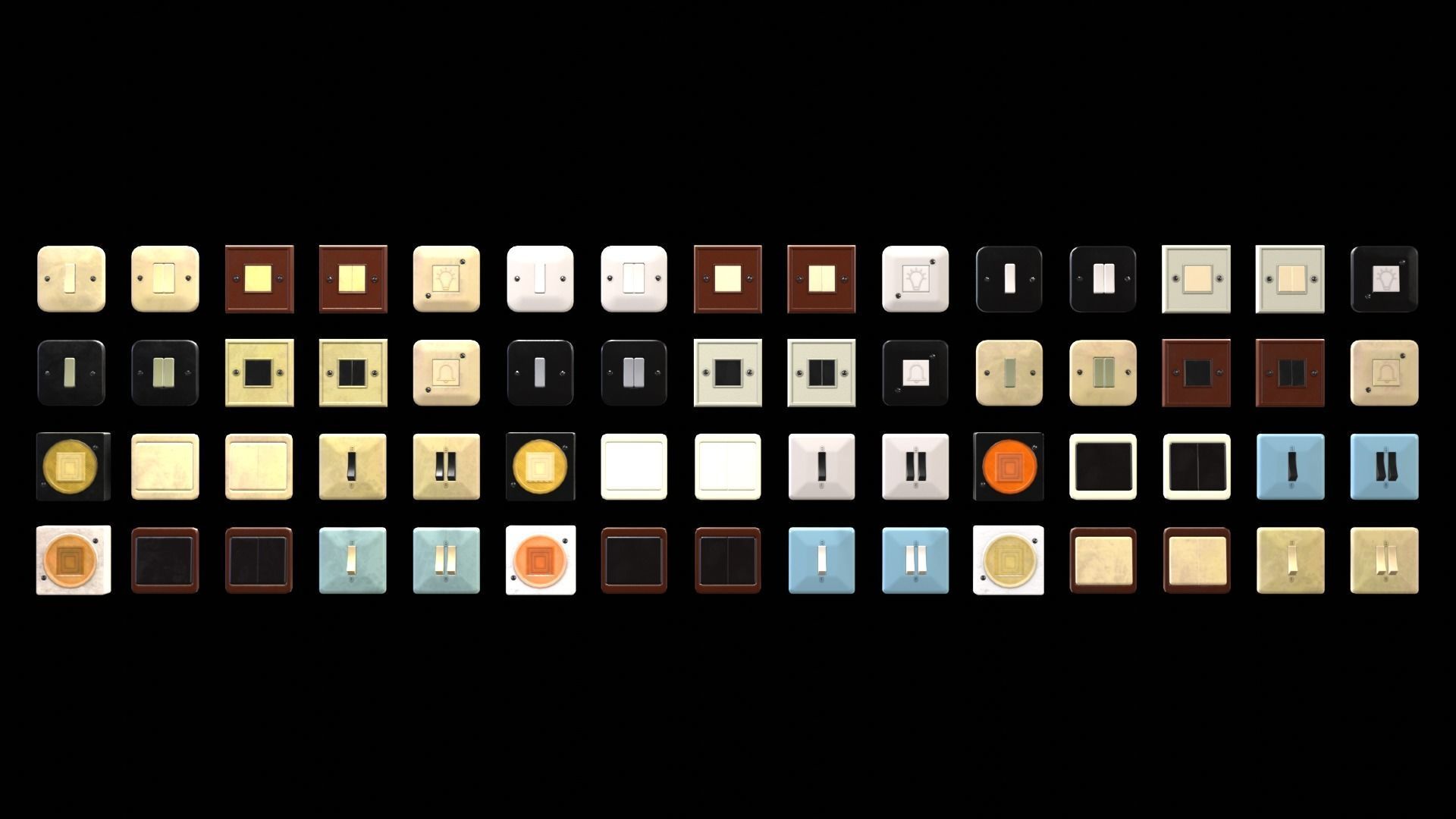 Soviet Light Switches Collection Low-poly 3D model_4