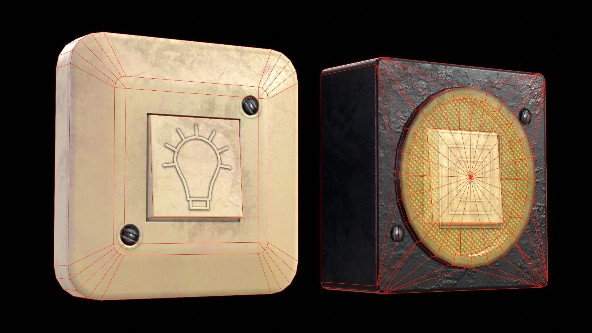 Soviet Light Switches Collection Low-poly 3D model_29