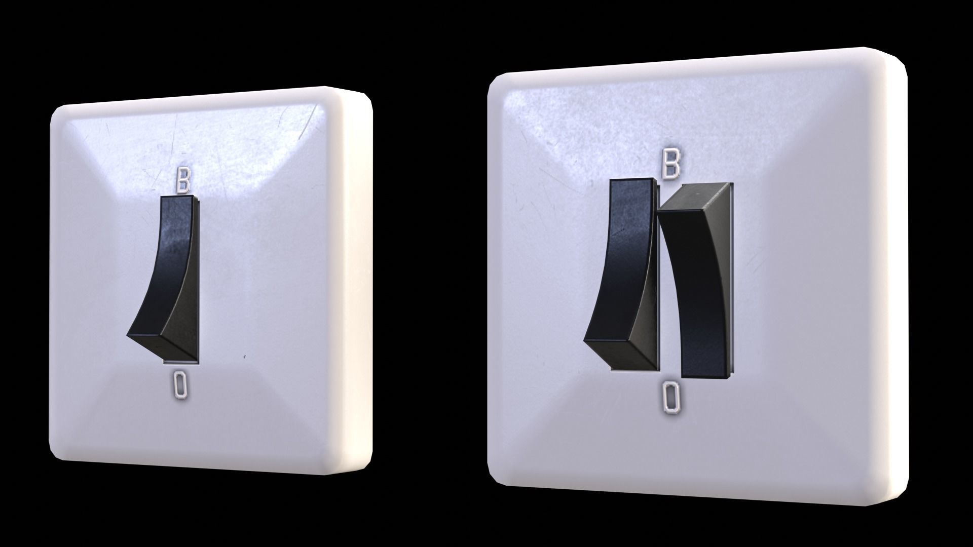 Soviet Light Switches Collection Low-poly 3D model_35
