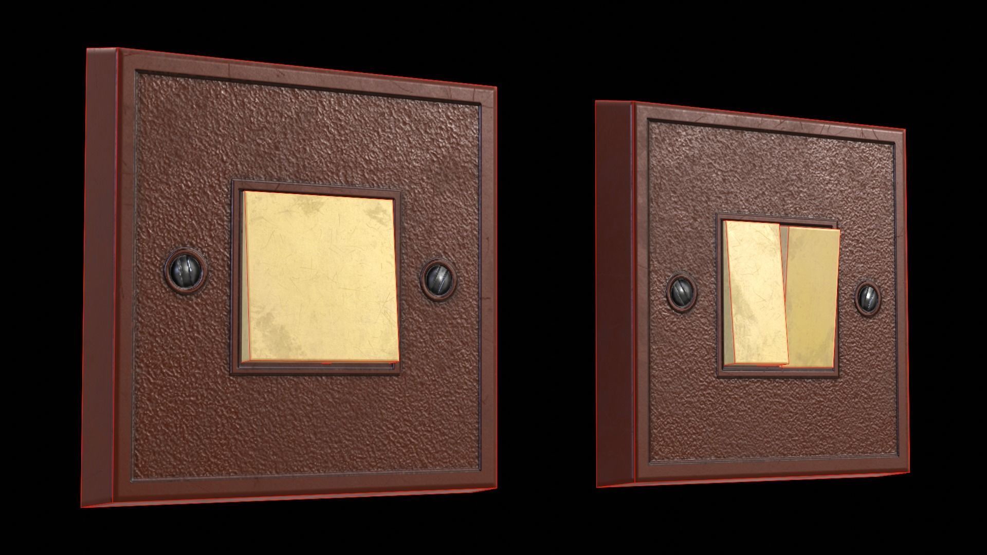 Soviet Light Switches Collection Low-poly 3D model_24