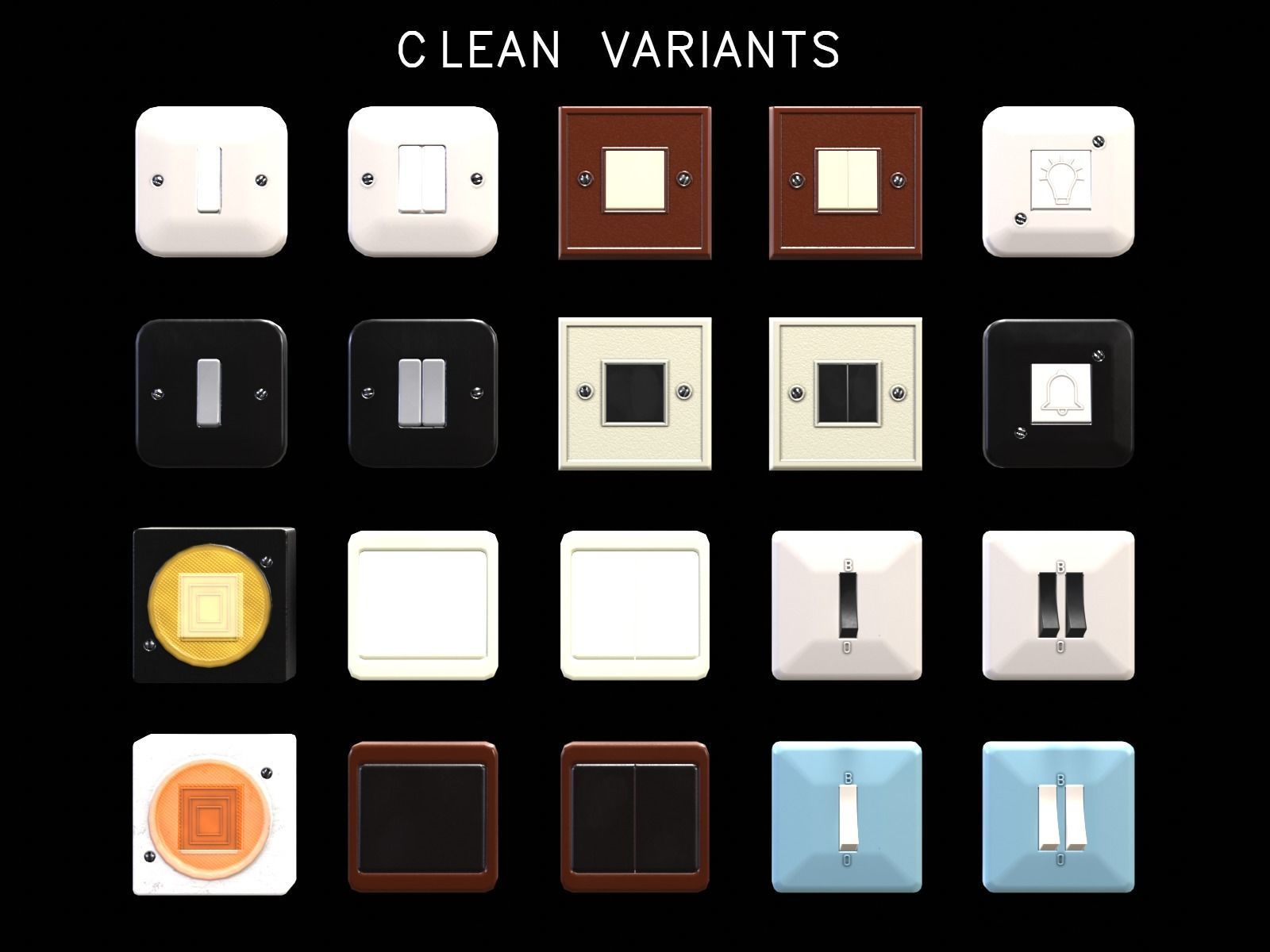Soviet Light Switches Collection Low-poly 3D model_2